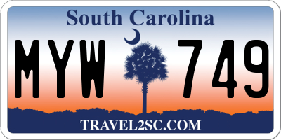 SC license plate MYW749