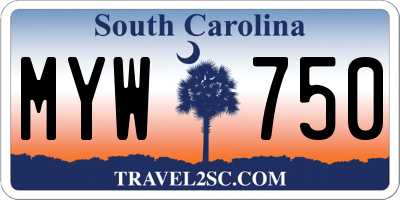 SC license plate MYW750