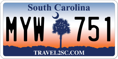SC license plate MYW751