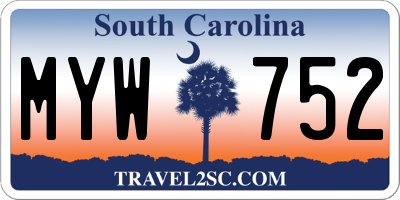 SC license plate MYW752