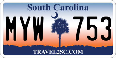 SC license plate MYW753