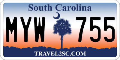 SC license plate MYW755