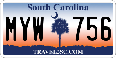 SC license plate MYW756