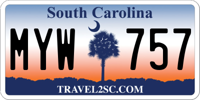 SC license plate MYW757