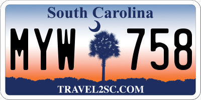 SC license plate MYW758