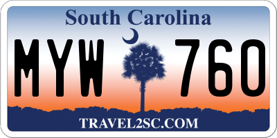 SC license plate MYW760