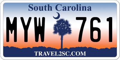 SC license plate MYW761