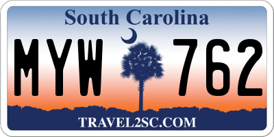 SC license plate MYW762