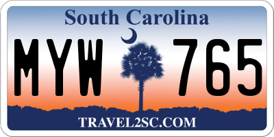 SC license plate MYW765
