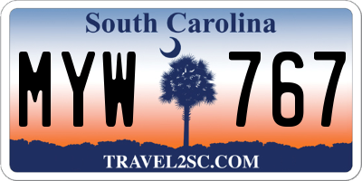 SC license plate MYW767