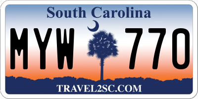 SC license plate MYW770