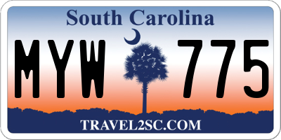 SC license plate MYW775