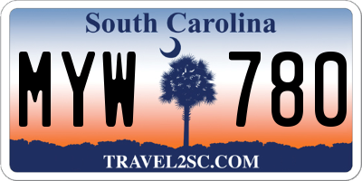 SC license plate MYW780