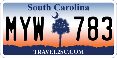 SC license plate MYW783