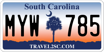 SC license plate MYW785