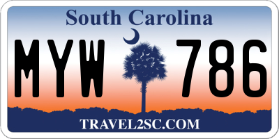 SC license plate MYW786