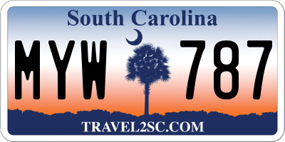SC license plate MYW787