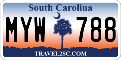 SC license plate MYW788