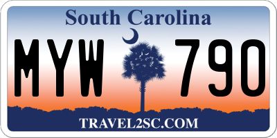 SC license plate MYW790