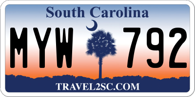 SC license plate MYW792