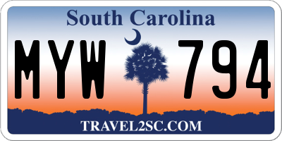 SC license plate MYW794