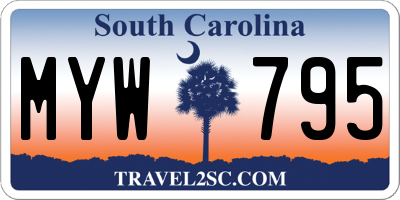 SC license plate MYW795