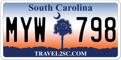 SC license plate MYW798