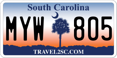 SC license plate MYW805