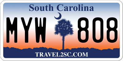 SC license plate MYW808