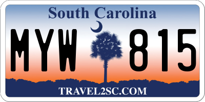 SC license plate MYW815