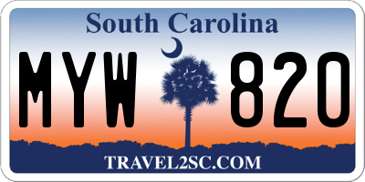 SC license plate MYW820