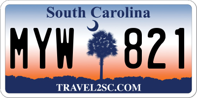 SC license plate MYW821