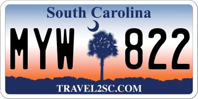 SC license plate MYW822