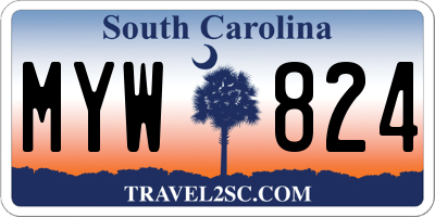 SC license plate MYW824
