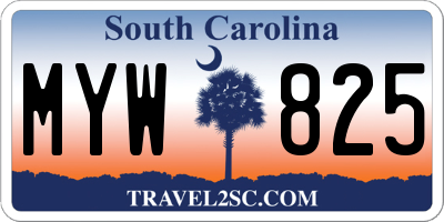 SC license plate MYW825