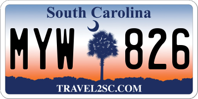 SC license plate MYW826