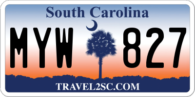 SC license plate MYW827
