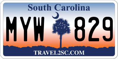SC license plate MYW829