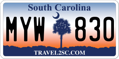 SC license plate MYW830
