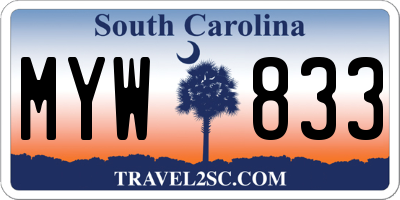 SC license plate MYW833