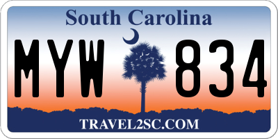 SC license plate MYW834