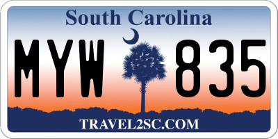 SC license plate MYW835