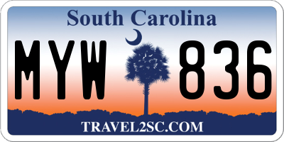 SC license plate MYW836
