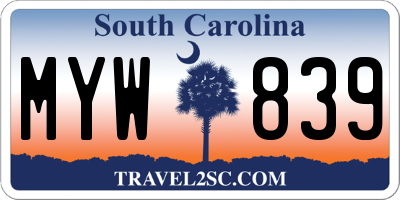 SC license plate MYW839