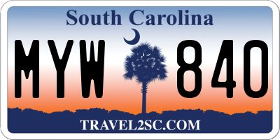 SC license plate MYW840