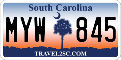 SC license plate MYW845
