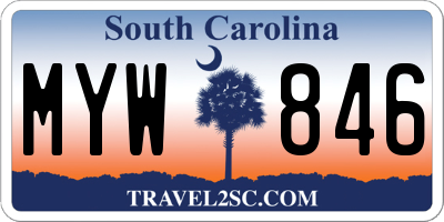 SC license plate MYW846
