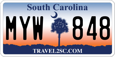 SC license plate MYW848