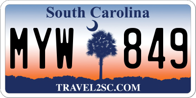 SC license plate MYW849