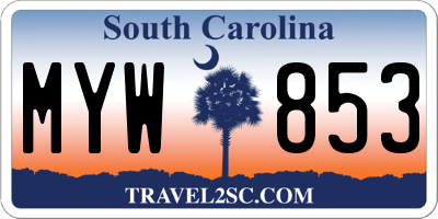 SC license plate MYW853
